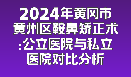 2024年黄冈市黄州区鞍鼻矫正术：公立医院与私立医院对比分析