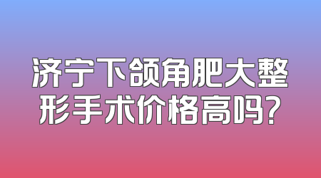 济宁下颌角肥大整形手术价格高吗？