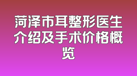 菏泽市耳整形医生介绍及手术价格概览