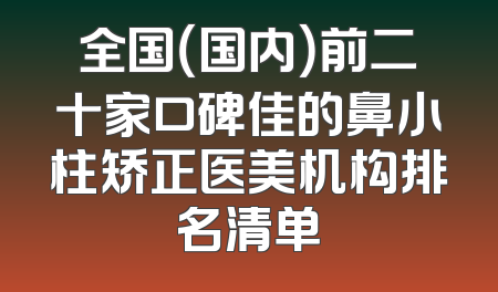 全国（国内）前二十家口碑佳的鼻小柱矫正医美机构排名清单