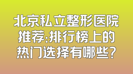 北京私立整形医院推荐：排行榜上的热门选择有哪些？