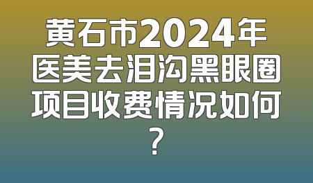 黄石市2024年医美去泪沟黑眼圈项目收费情况如何？