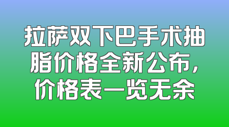 拉萨双下巴手术抽脂价格全新公布，价格表一览无余