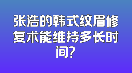 张浩的韩式纹眉修复术能维持多长时间？