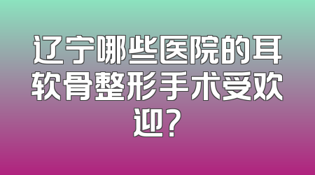 辽宁哪些医院的耳软骨整形手术受欢迎？
