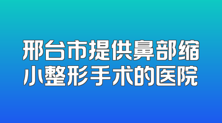 邢台市提供鼻部缩小整形手术的医院