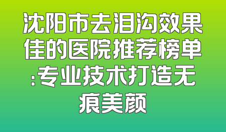 沈阳市去泪沟效果佳的医院推荐榜单：专业技术打造无痕美颜