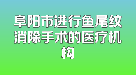 阜阳市进行鱼尾纹消除手术的医疗机构