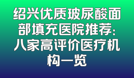 绍兴优质玻尿酸面部填充医院推荐：八家高评价医疗机构一览