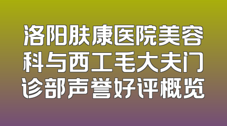 洛阳肤康医院美容科与西工毛大夫门诊部声誉好评概览