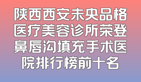 陕西西安未央品格医疗美容诊所荣登鼻唇沟填充手术医院排行榜前十名