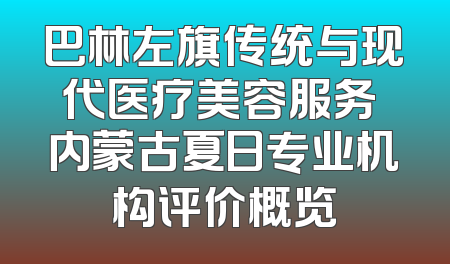 巴林左旗传统与现代医疗美容服务 内蒙古夏日专业机构评价概览