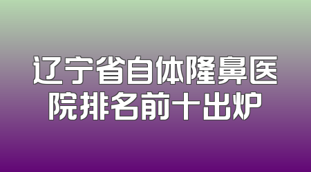 辽宁省自体隆鼻医院排名前十出炉