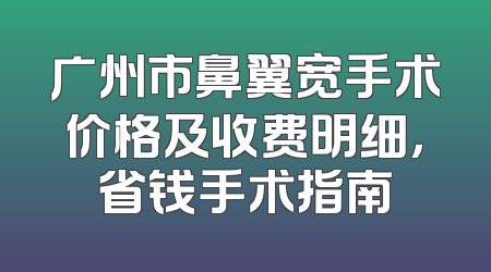 广州市鼻翼宽手术价格及收费明细，省钱手术指南