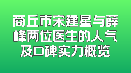 商丘市宋建星与薛峰两位医生的人气及口碑实力概览
