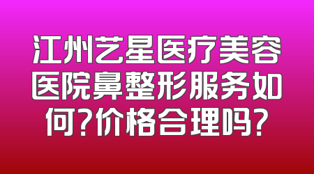 江州艺星医疗美容医院鼻整形服务如何？价格合理吗？