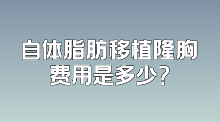 自体脂肪移植隆胸费用是多少？