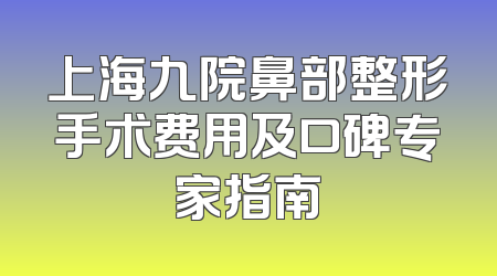 上海九院鼻部整形手术费用及口碑专家指南