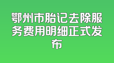 鄂州市胎记去除服务费用明细正式发布