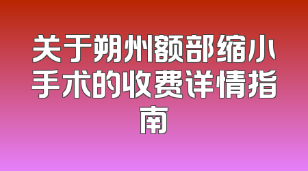 关于朔州额部缩小手术的收费详情指南