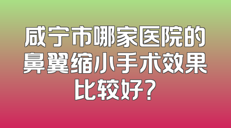 咸宁市哪家医院的鼻翼缩小手术效果比较好？