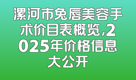 漯河市兔唇美容手术价目表概览，2025年价格信息大公开