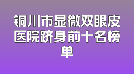 铜川市显微双眼皮医院跻身前十名榜单