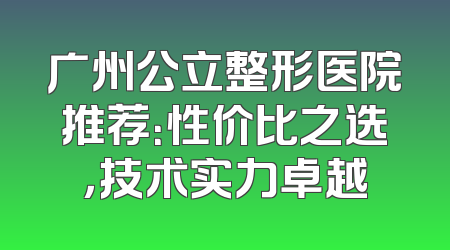 广州公立整形医院推荐：性价比之选，技术实力卓越
