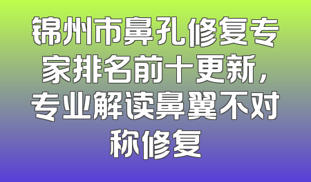 锦州市鼻孔修复专家排名前十更新，专业解读鼻翼不对称修复