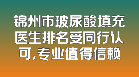 锦州市玻尿酸填充医生排名受同行认可，专业值得信赖