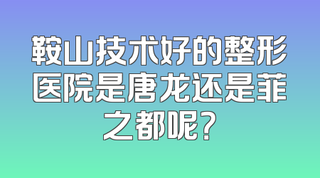 鞍山技术好的整形医院是唐龙还是菲之都呢？
