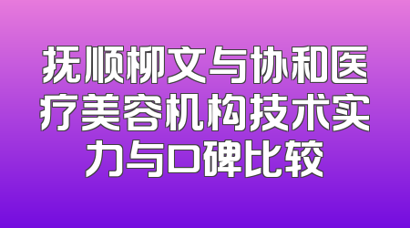抚顺柳文与协和医疗美容机构技术实力与口碑比较