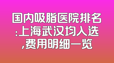 国内吸脂医院排名：上海武汉均入选，费用明细一览