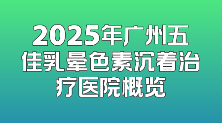 2025年广州五佳乳晕色素沉着治疗医院概览