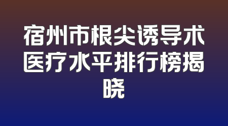宿州市根尖诱导术医疗水平排行榜揭晓