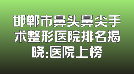 邯郸市鼻头鼻尖手术整形医院排名揭晓：医院上榜