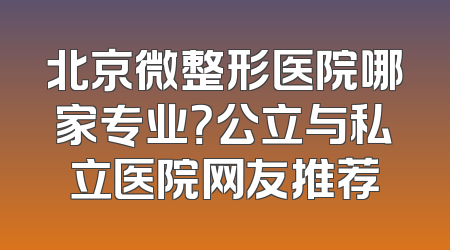 北京微整形医院哪家专业？公立与私立医院网友推荐