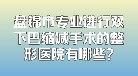 盘锦市专业进行双下巴缩减手术的整形医院有哪些？