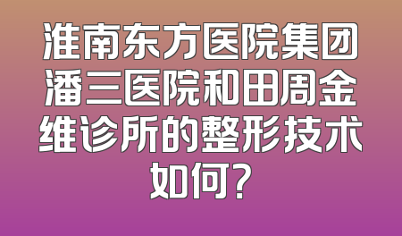 淮南东方医院集团潘三医院和田周金维诊所的整形技术如何？