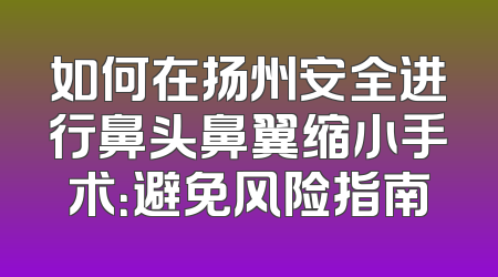 如何在扬州安全进行鼻头鼻翼缩小手术：避免风险指南