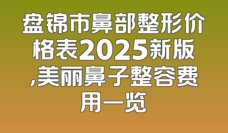 盘锦市鼻部整形价格表2025新版，美丽鼻子整容费用一览