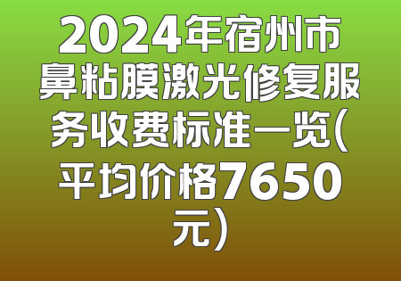 2024年宿州市鼻粘膜激光修复服务收费标准一览（平均价格7650元）