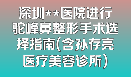 深圳**医院进行驼峰鼻整形手术选择指南（含孙存亮医疗美容诊所）