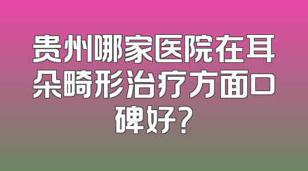 贵州哪家医院在耳朵畸形治疗方面口碑好？