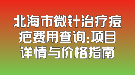 北海市微针治疗痘疤费用查询：项目详情与价格指南