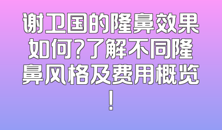 谢卫国的隆鼻效果如何？了解不同隆鼻风格及费用概览！