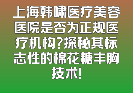 上海韩啸医疗美容医院是否为正规医疗机构？探秘其标志性的棉花糖丰胸技术！