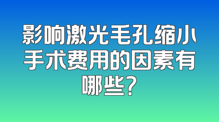 影响激光毛孔缩小手术费用的因素有哪些？
