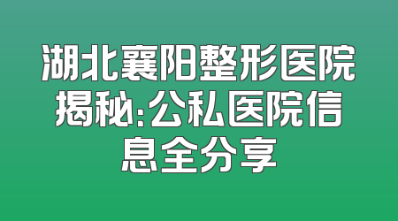 湖北襄阳整形医院揭秘：公私医院信息全分享