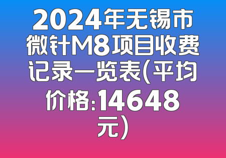 2024年无锡市微针M8项目收费记录一览表（平均价格：14648元）